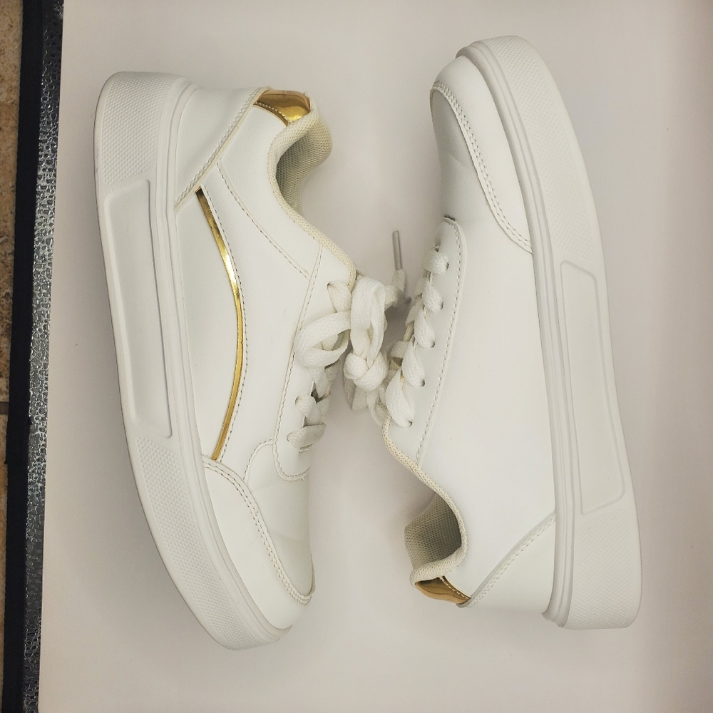 White and Gold Women's Sneakers